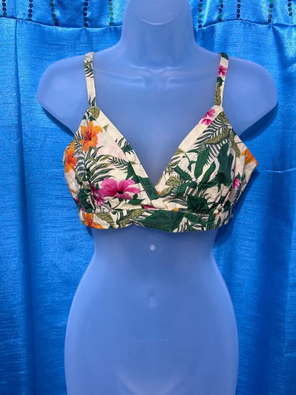 Old Navy Love You Tropical Floral Botanical Bikini Crop Top S Multicolor
